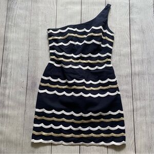 Lilly Pulitzer Tylar True Navy One Shoulder Dress Size 8